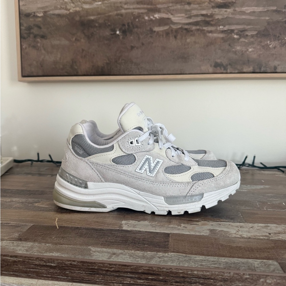 New Balance Light Gray and White Athletic Shoes